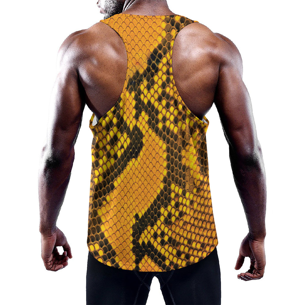 Yellow And Black Snakeskin Print Training Tank Top