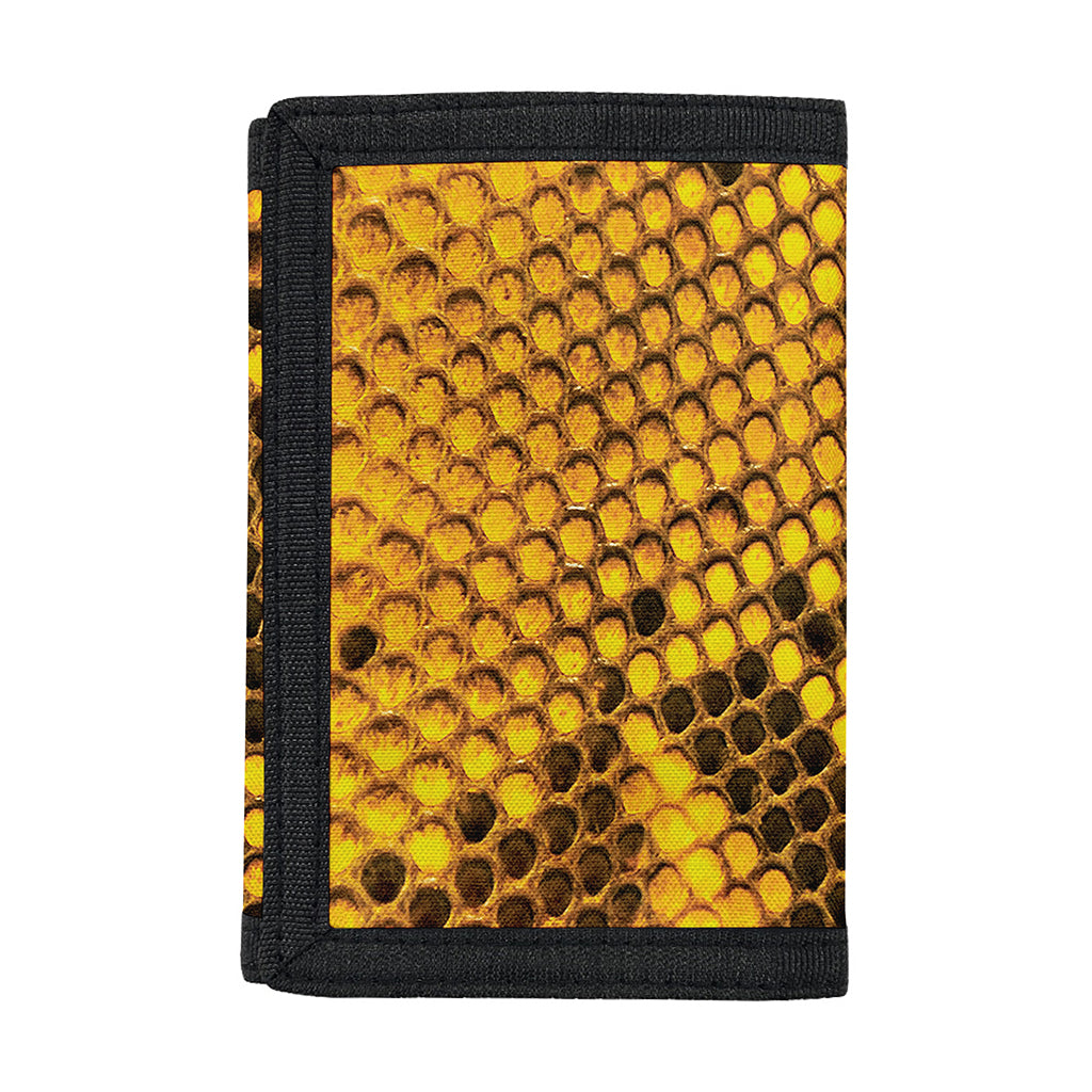 Yellow And Black Snakeskin Print Trifold Wallet