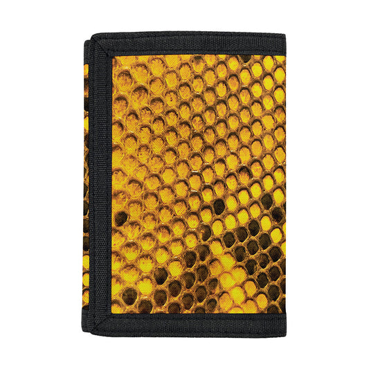 Yellow And Black Snakeskin Print Trifold Wallet