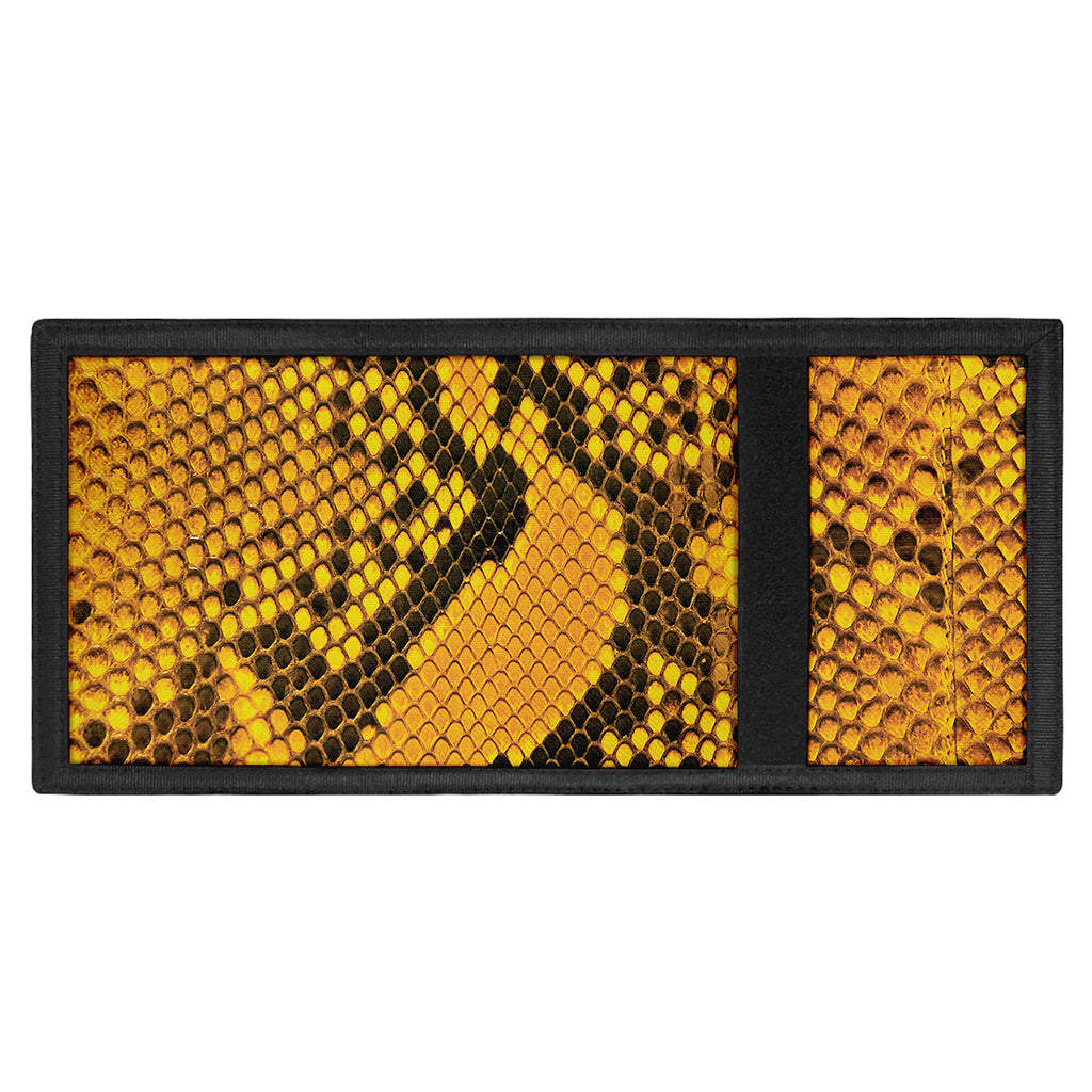 Yellow And Black Snakeskin Print Trifold Wallet