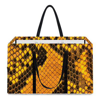 Yellow And Black Snakeskin Print Utility Tote Bag