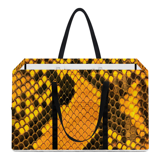 Yellow And Black Snakeskin Print Utility Tote Bag