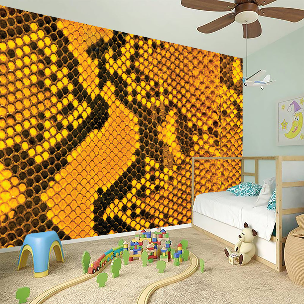 Yellow And Black Snakeskin Print Wall Sticker
