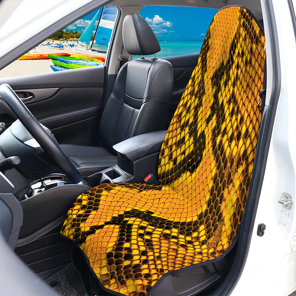 Yellow And Black Snakeskin Print Waterproof Car Seat Cover