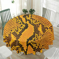 Yellow And Black Snakeskin Print Waterproof Round Tablecloth