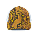 Yellow And Black Snakeskin Print White Mesh Trucker Hat
