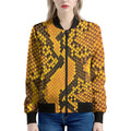Yellow And Black Snakeskin Print Women's Bomber Jacket