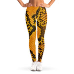 Yellow And Black Snakeskin Print Women's Leggings