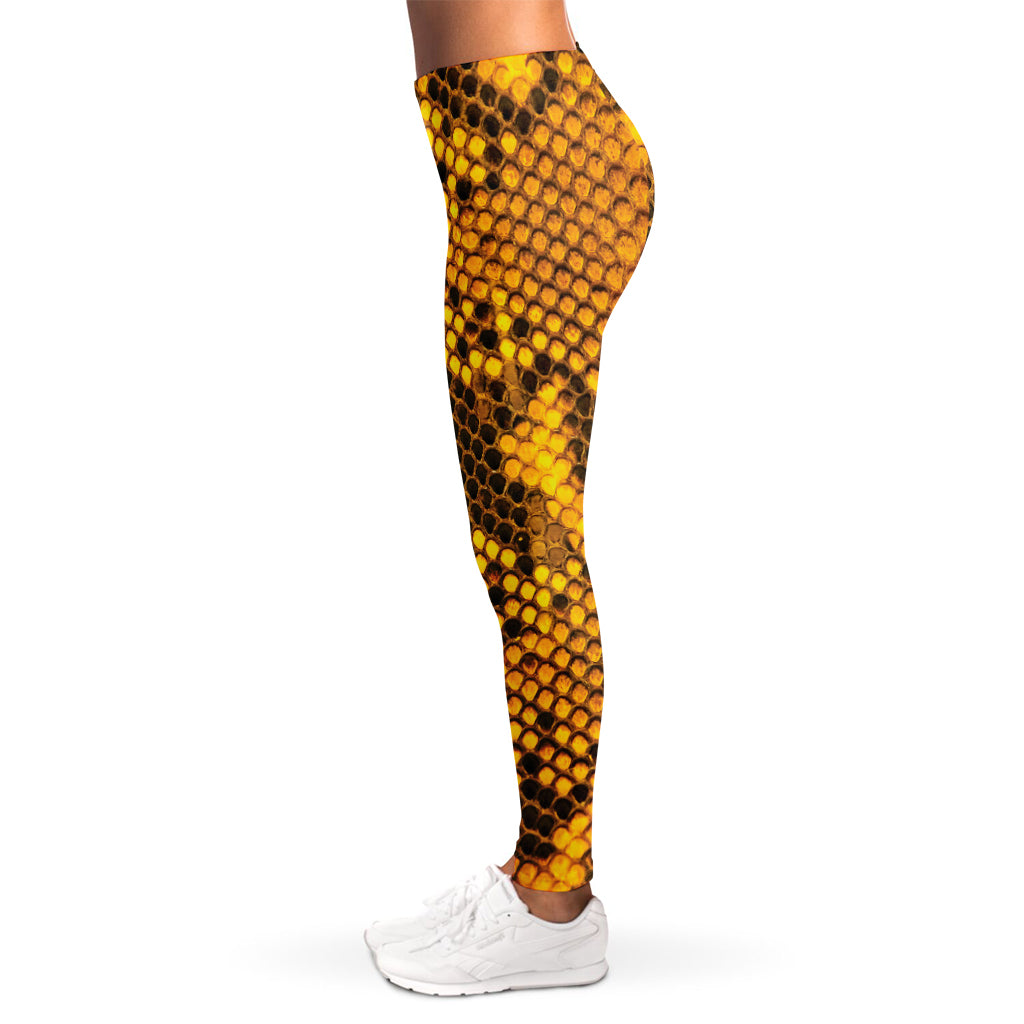 Yellow And Black Snakeskin Print Women's Leggings