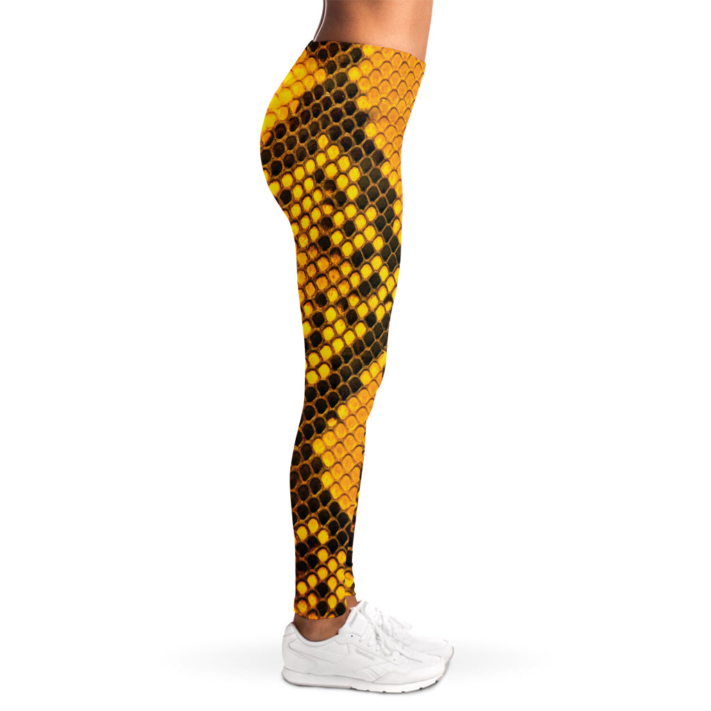Yellow And Black Snakeskin Print Women's Leggings