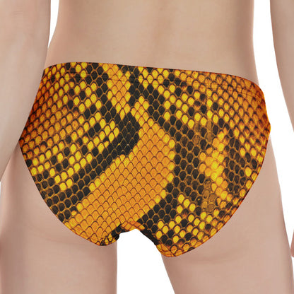 Yellow And Black Snakeskin Print Women's Panties