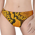 Yellow And Black Snakeskin Print Women's Thong