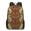 Yellow And Brown Snakeskin Print 17 Inch Backpack