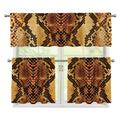 Yellow And Brown Snakeskin Print 3 Piece Kitchen Curtains