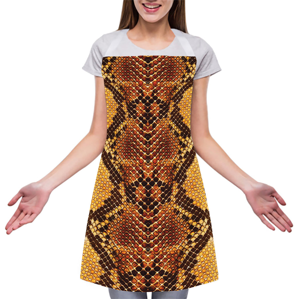 Yellow And Brown Snakeskin Print Adjustable Apron