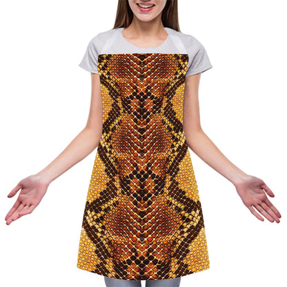 Yellow And Brown Snakeskin Print Adjustable Apron