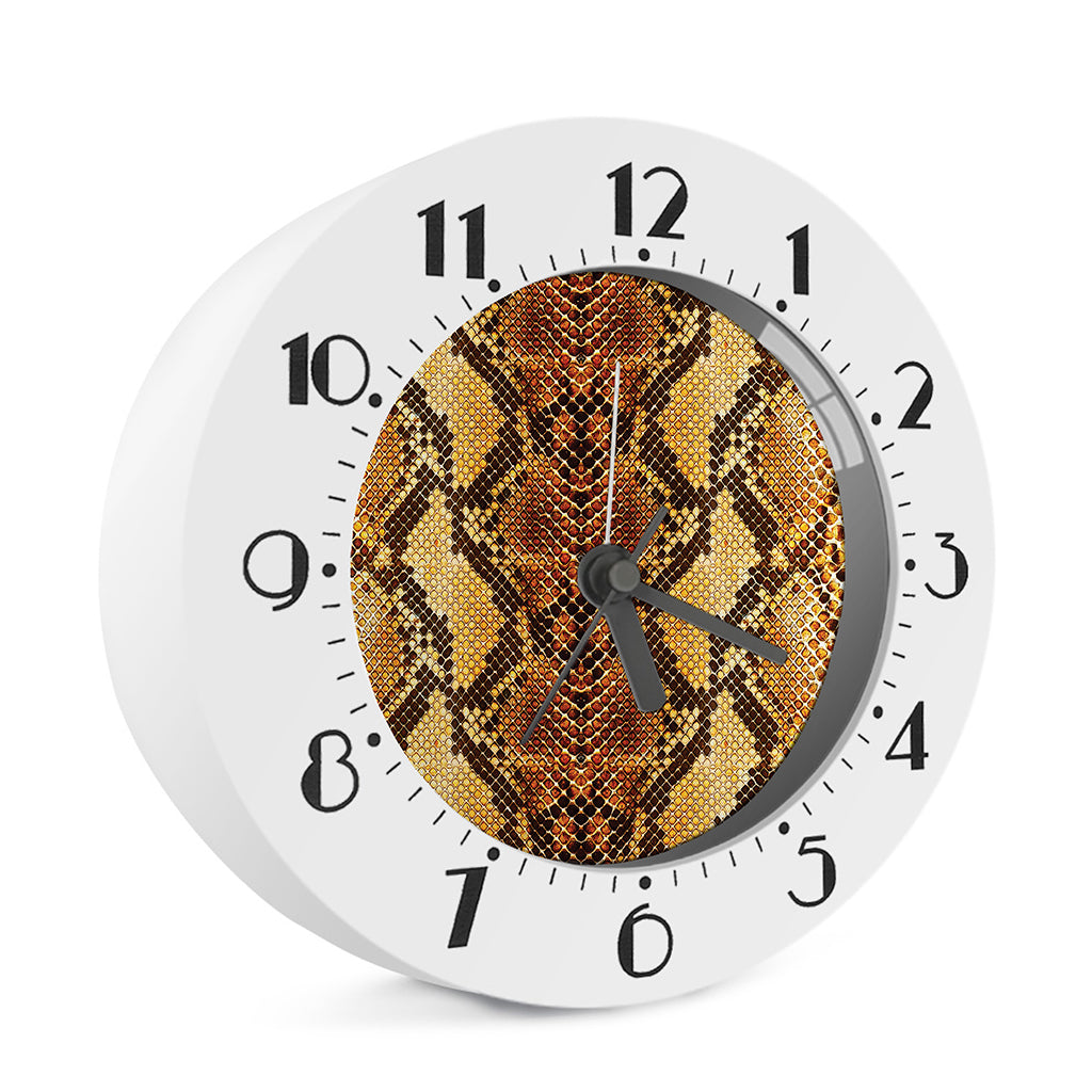 Yellow And Brown Snakeskin Print Alarm Clock