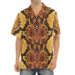 Yellow And Brown Snakeskin Print Aloha Shirt