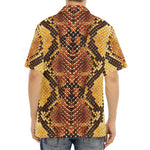 Yellow And Brown Snakeskin Print Aloha Shirt