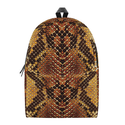 Yellow And Brown Snakeskin Print Backpack