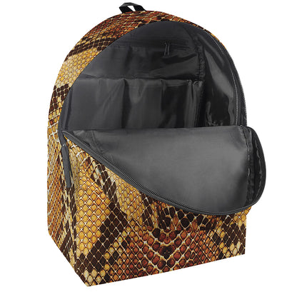 Yellow And Brown Snakeskin Print Backpack