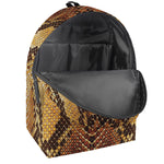 Yellow And Brown Snakeskin Print Backpack
