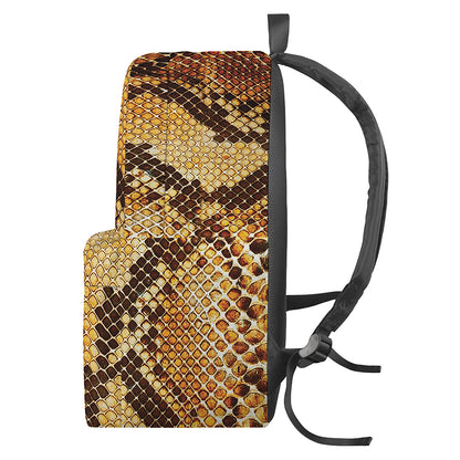 Yellow And Brown Snakeskin Print Backpack