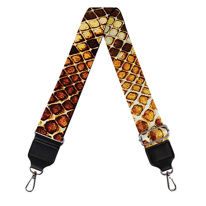 Yellow And Brown Snakeskin Print Bag Strap