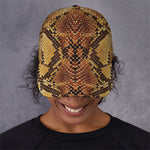 Yellow And Brown Snakeskin Print Baseball Cap