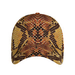 Yellow And Brown Snakeskin Print Baseball Cap