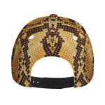 Yellow And Brown Snakeskin Print Baseball Cap