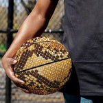 Yellow And Brown Snakeskin Print Basketball