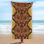 Yellow And Brown Snakeskin Print Beach Towel