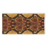 Yellow And Brown Snakeskin Print Beach Towel
