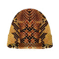 Yellow And Brown Snakeskin Print Beanie