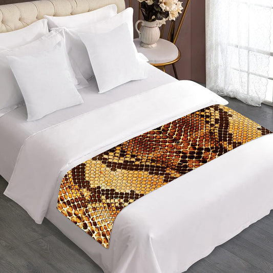 Yellow And Brown Snakeskin Print Bed Runner