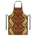 Yellow And Brown Snakeskin Print Bib Apron With Pocket