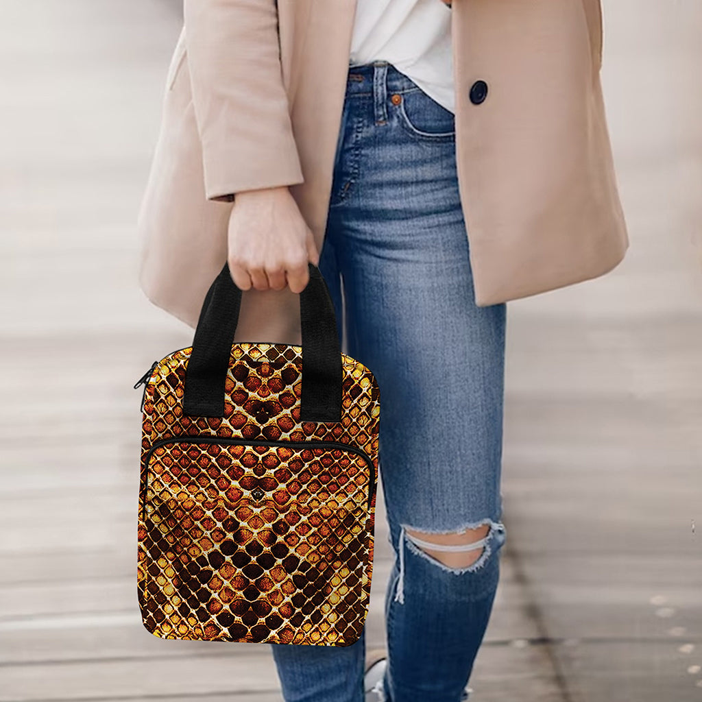 Yellow And Brown Snakeskin Print Bible Tote Bag