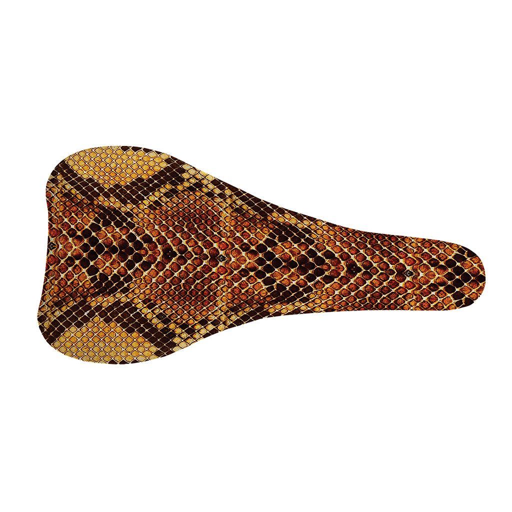 Yellow And Brown Snakeskin Print Bicycle Seat Cover