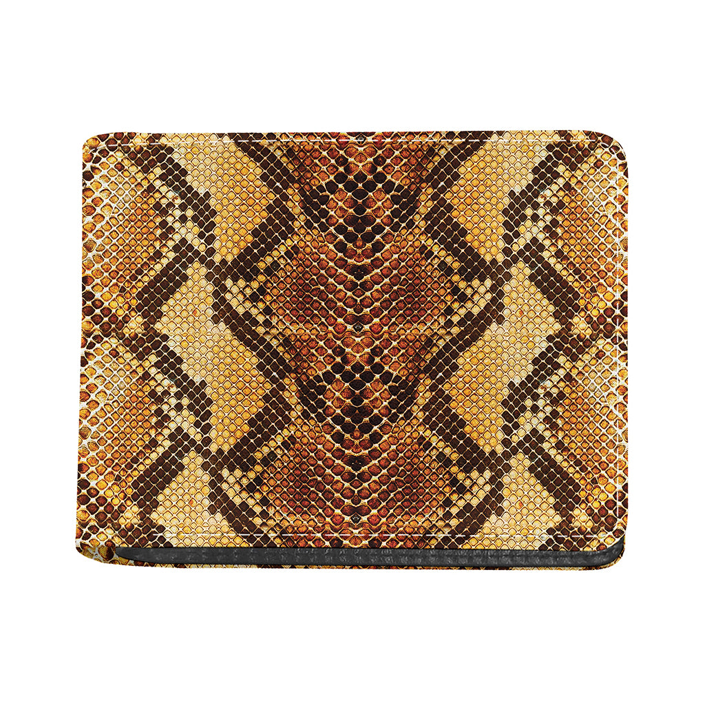 Yellow And Brown Snakeskin Print Bifold Wallet