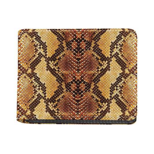 Yellow And Brown Snakeskin Print Bifold Wallet
