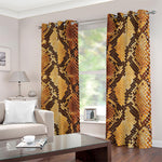 Yellow And Brown Snakeskin Print Blackout Grommet Curtains