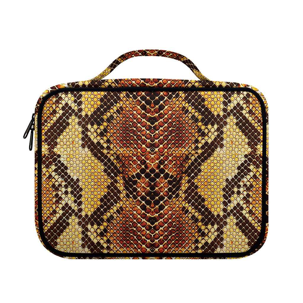 Yellow And Brown Snakeskin Print Briefcase Bible Bag