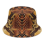 Yellow And Brown Snakeskin Print Bucket Hat