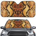 Yellow And Brown Snakeskin Print Car Windshield Sun Shade