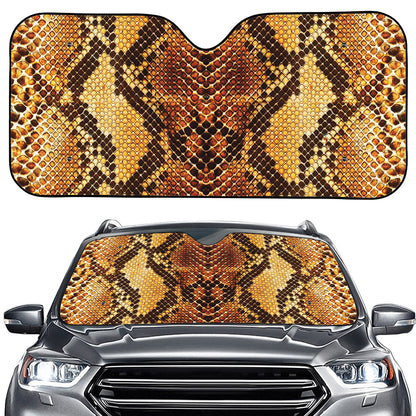 Yellow And Brown Snakeskin Print Car Windshield Sun Shade