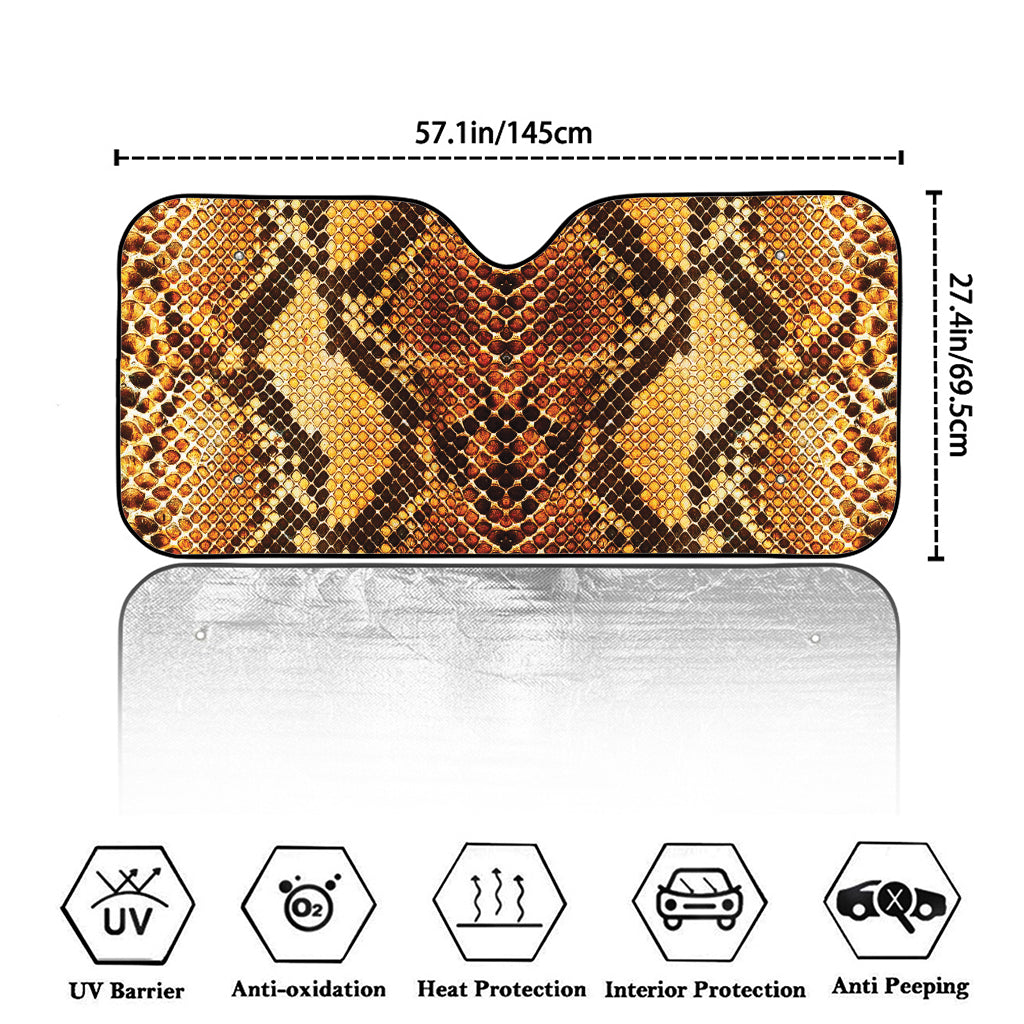 Yellow And Brown Snakeskin Print Car Windshield Sun Shade