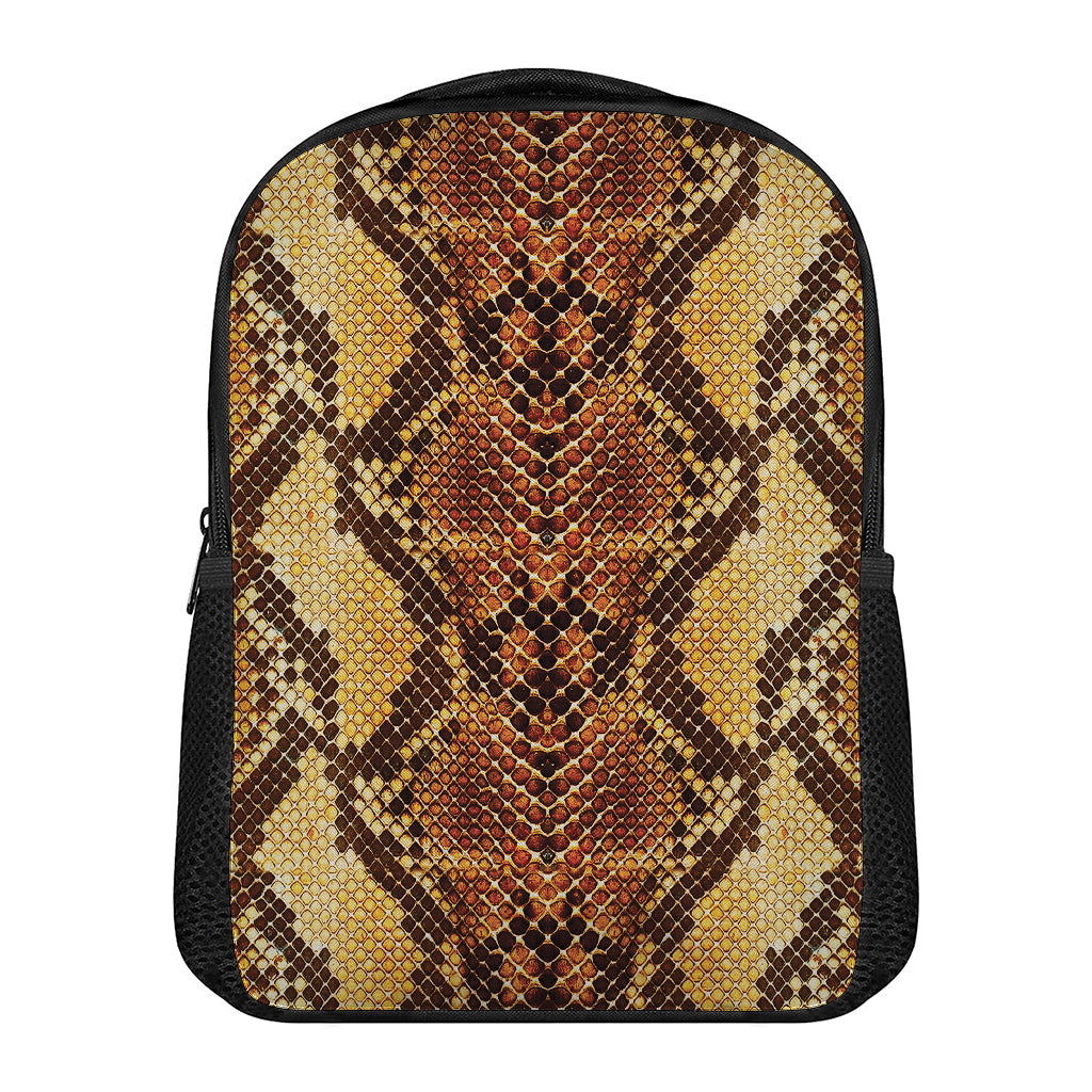 Yellow And Brown Snakeskin Print Casual Backpack