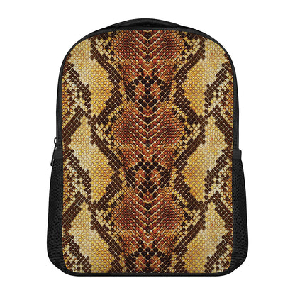 Yellow And Brown Snakeskin Print Casual Backpack
