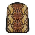 Yellow And Brown Snakeskin Print Casual Backpack